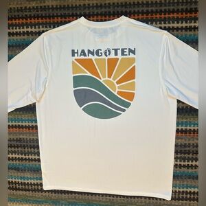 Hang Ten Men’s White w Logo Long Sleeve Sun Tee Shirt Medium UV PROTECTION 50+